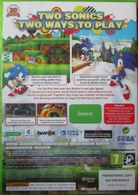 Sonic Generations (Not for Resale) Box Art