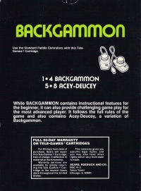 Backgammon (Sears text label) Box Art
