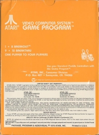 Breakout (orange picture label) Box Art