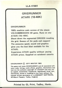Gridrunner (Atari) Box Art