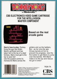 Donkey Kong (not for use with Intellivision II) Box Art