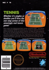 Tennis (5 screw cartridge) Box Art