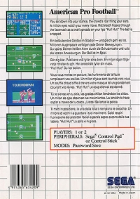 American Pro Football (Sega®) Box Art