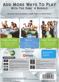 Sims 4 Bundle, The: Spa Day / Perfect Patio Stuff / Luxury Party Stuff Box Art