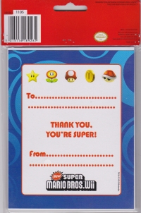 New Super Mario Bros.Wii - 6 Thank You Cards With Envelopes Box Art