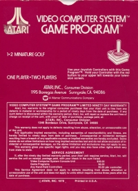 Miniature Golf (Atari, Inc. 1978) Box Art