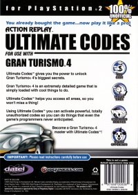 Datel Action Replay Ultimate Codes: Gran Turismo 4 Box Art