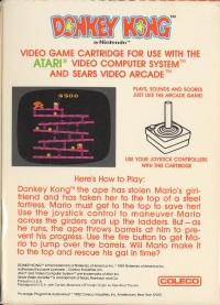Donkey Kong (Coleco Cartridge) Box Art