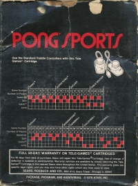 Pong Sports (Contains One Cartridge / Tele-Games Cartridge / Indicates Registered Trademark) Box Art