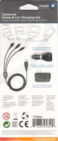 PowerA Universal Home & Car Charging Set for DS Lite, DSi, DSi XL and PSP Box Art