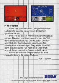 F-16 Fighter (Sega Card / C-4081D) [DE] Box Art