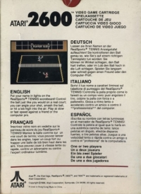 RealSports Tennis (Atari Corporation) Box Art