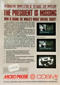 President Is Missing, The Box Art