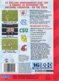 College Football's National Championship II (Sega label) Box Art