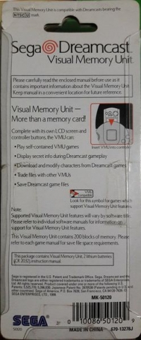 Sega Visual Memory Unit (white) Box Art