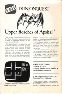 Upper Reaches of Apshai Box Art