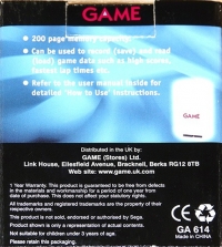 Game 1MB Memory Card Box Art
