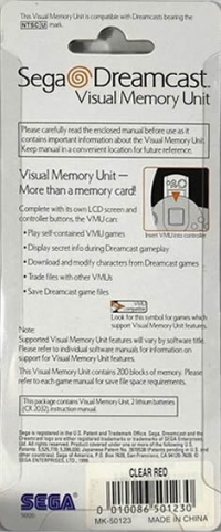 Sega Visual Memory Unit (Clear Red / blister) Box Art