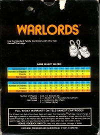 Warlords (Sears Picture Label) Box Art