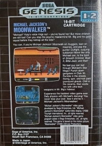 Michael Jackson's Moonwalker (Developed by Sega Enterprises, Ltd.) Box Art