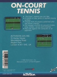 On-Court Tennis (Activision) Box Art