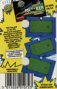 Professional Snooker Simulator Box Art