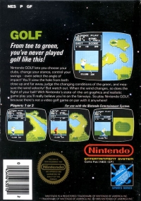 Golf (3 screw cartridge / ⓂNintendo® / NES-GF-USA) Box Art