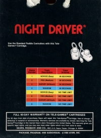 Night Driver (black box / 1980 Atari, Inc.) Box Art