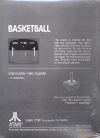 Basketball (grayscale box / 1988) Box Art