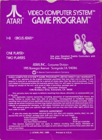 Circus Atari (Text Label) Box Art