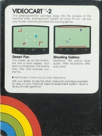 Videocart-2: Desert Fox / Shooting Gallery Box Art