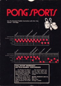 Pong Sports (Contains One Cartridge / Tele-Games Cartridge) Box Art