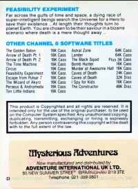 Feasibility Experiment (Adventure International) Box Art