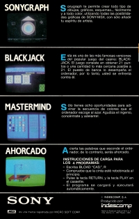 Sony Graph / Black Jack / Master Mind / Ahorcado Box Art