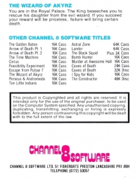 Wizard of Akyrz, The (Channel 8 Software) Box Art