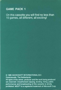 Game Pack I Box Art