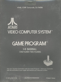 Home Run (1•8 Baseball / Atari, Corp.) Box Art