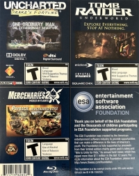 Uncharted: Drake's Fortune / Tomb Raider: Underworld / Mercenaries 2: World in Flames Box Art