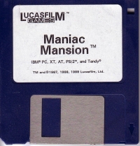 Maniac Mansion (blue 3.5 disk) Box Art