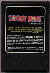 Donkey Kong (not for use with Intellivision II) Box Art