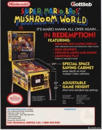 Super Mario Bros. Mushroom World Pinball Machine (Gottlieb, 1992) Box Art