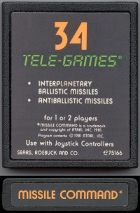 Missile Command (Sears Text Label) Box Art