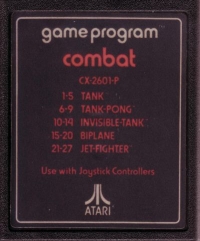 Combat (Limited Ninety Day Warranty / Printed in U.S.A. / CX-2601-P cartridge) Box Art