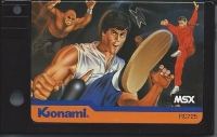 Yie Ar Kung-Fu (Konami / orange title name / horizontal screenshots) Box Art