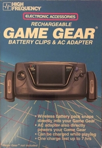 High Frequency Rechargeable Game Gear Battery Clips & AC Adapter Box Art