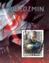 Wiedźmin Geralt z Rivii postage stamp Box Art