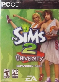 Sims 2, The: University (white EA) Box Art