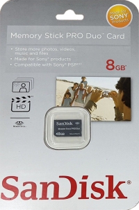 SanDisk Memory Stick Pro Duo Card 8GB Box Art