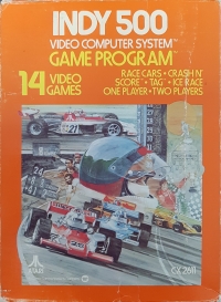 Indy 500 (Text Label, CX-2611 below Atari logo) Box Art
