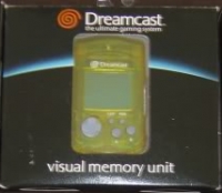 Sega Visual Memory Unit (clear yellow / box) Box Art